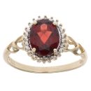 9ct Yellow And White Gold 0.02ct Diamond And Garnet Cluster Ring