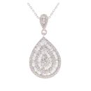 18ct White Gold 1.00ct Diamond Cluster Pear Pendant and Chain 20"