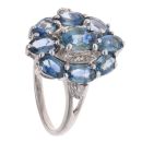 9ct White Gold 0.05ct Diamond And Sapphire Cluster Ring