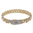 14ct Yellow Gold Monaco Classic Alternate Pave Lock Bangle