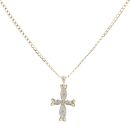9ct Yellow Gold 0.05ct Diamond Cross Pendant and Chain 24"