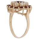 9ct Yellow Gold Pearl And Garnet Cluster Ring