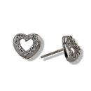9ct White Gold Crystal Heart Stud Earrings