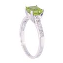9ct White Gold Peridot and Diamond Square Ring