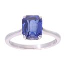 9ct White Gold Blue Gemstone Single Stone Ring