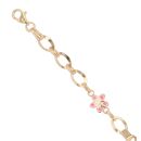 Children's 14ct Yellow Gold Pink And White Flower ID Bracelet 6"