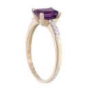 9ct Yellow Gold Created Amethyst And Diamond Ring