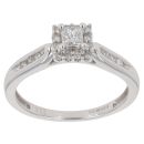 9ct White Gold 0.33ct Princess And Brilliant Cut Diamond Cluster Ring