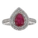 9ct White Gold 0.75ct Diamond and Ruby Cluster Ring