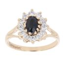 9ct Yellow Gold Sapphire And Cubic Zirconia Cluster Ring