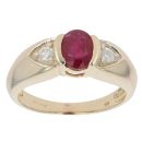 9ct Yellow Gold 0.10ct Diamond And Ruby Ring