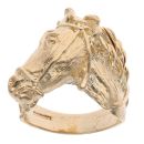 9ct Yellow Gold Textured Horse Ring
