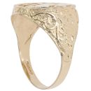 9ct Yellow Gold Lion Patterned Signet Ring