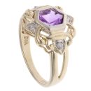 9ct Yellow Gold 0.05ct Diamond and Amethyst Dress Ring