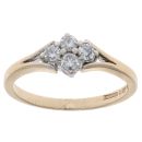 9ct Yellow Gold 0.20ct Brilliant Cut Diamond Cluster Ring
