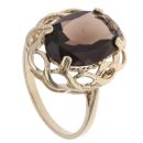 9ct Yellow Gold Smoky Quartz Single Stone Ring