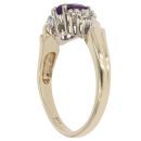 9ct Yellow Gold 0.10ct Diamond and Amethyst Ring