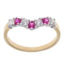 9ct Yellow Gold Pink Gemstone And Cubic Zirconia Wishbone Ring