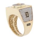 14ct Yellow Gold Monaco Cubic Zirconia Signet Ring