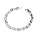 Sterling Silver Men's Patterned Tulip Star & Bar Belcher 9" Bracelet