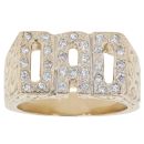 9ct Yellow Gold Cubic Zirconia Patterned Dad Ring