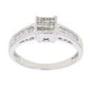 18ct White Gold 0.33ct Princess Cut Diamond Cluster Ring
