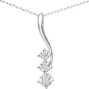9ct White Gold Diamond Trilogy Pendant Necklace