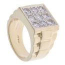 9ct Yellow Gold Patterned Cubic Zirconia Signet Ring