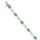 9ct Yellow Gold 0.06ct Diamond And Created Emerald Bracelet 7"