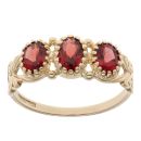 9ct Yellow Gold Garnet Three Stone Ring