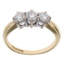 18ct Yellow Gold 0.75ct Brilliant Cut Diamond Trilogy Ring