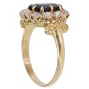 14ct Yellow Gold 1.00ct Diamond And Sapphire Cluster Ring