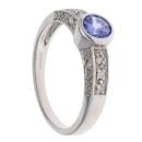 9ct White Gold 0.05ct Diamond And Tanzanite Ring