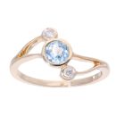 9ct Yellow Gold Created Blue Topaz And Diamond Ring