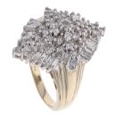 14ct Yellow Gold 1.25ct Brilliant And Baguette Cut Diamond Cluster Ring