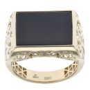 14ct Yellow Gold Black Gemstone Signet Ring