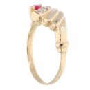 14ct Yellow Gold Cubic Zirconia And Red Gemstone Ring