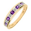 9ct Yellow Gold Amethyst and Diamond Eternity Ring