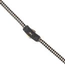 14ct Yellow Gold Monaco Agua Black Pave Lock Fancy Chain 18"