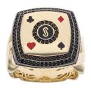 14ct Yellow Gold Monaco Black Cubic Zirconia Signet Ring