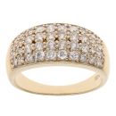 9ct Yellow Gold Cubic Zirconia Four Row Signet Ring