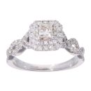 Vera Wang 18ct White Gold 0.95ct Diamond Princess Cut Cluster Ring