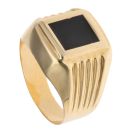 14ct Yellow Gold Black Enamel Signet Ring