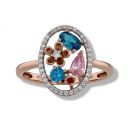 9ct Rose Gold Cubic Zirconia Floral Oval Ring
