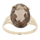 9ct Yellow Gold Smoky Quartz Solitaire Ring