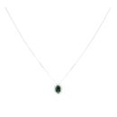 Silver Green Gemstone And Cubic Zirconia Cluster Pendant And Chain 18" By Icesia