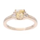 9ct Yellow Gold Created Citrine And Diamond Stone Set Ring