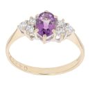9ct Yellow Gold Amethyst And Cubic Zirconia Dress Ring