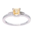 9ct White Gold Created Citrine And Diamond Stone Set Ring
