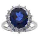 Silver Cubic Zirconia And Blue Gemstone Cluster Ring By Icesia